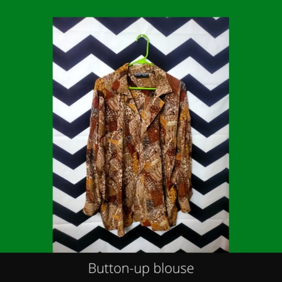 Animal print button up blouse - Picture 1 of 4